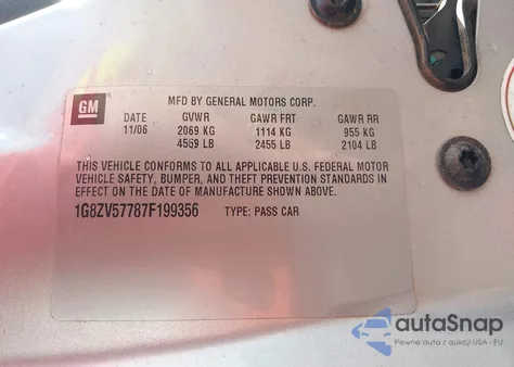 2007 Saturn Aura Xr из США, поврежденный, VIN 1G8ZV57787F199356